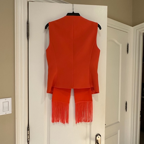 BCBG  Maxazria Vest with Scarf, Size XS, Poinsettia (Orange) - Picture 6 of 14